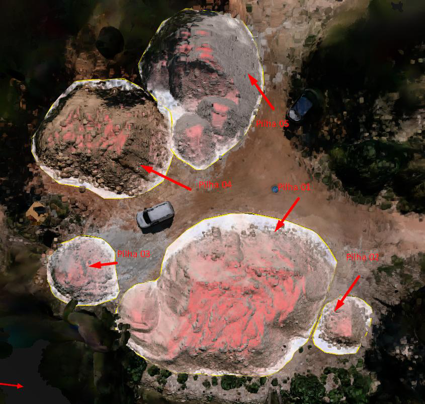 Detalhe de bloco de pilhas mapeadas na Roca Brasil